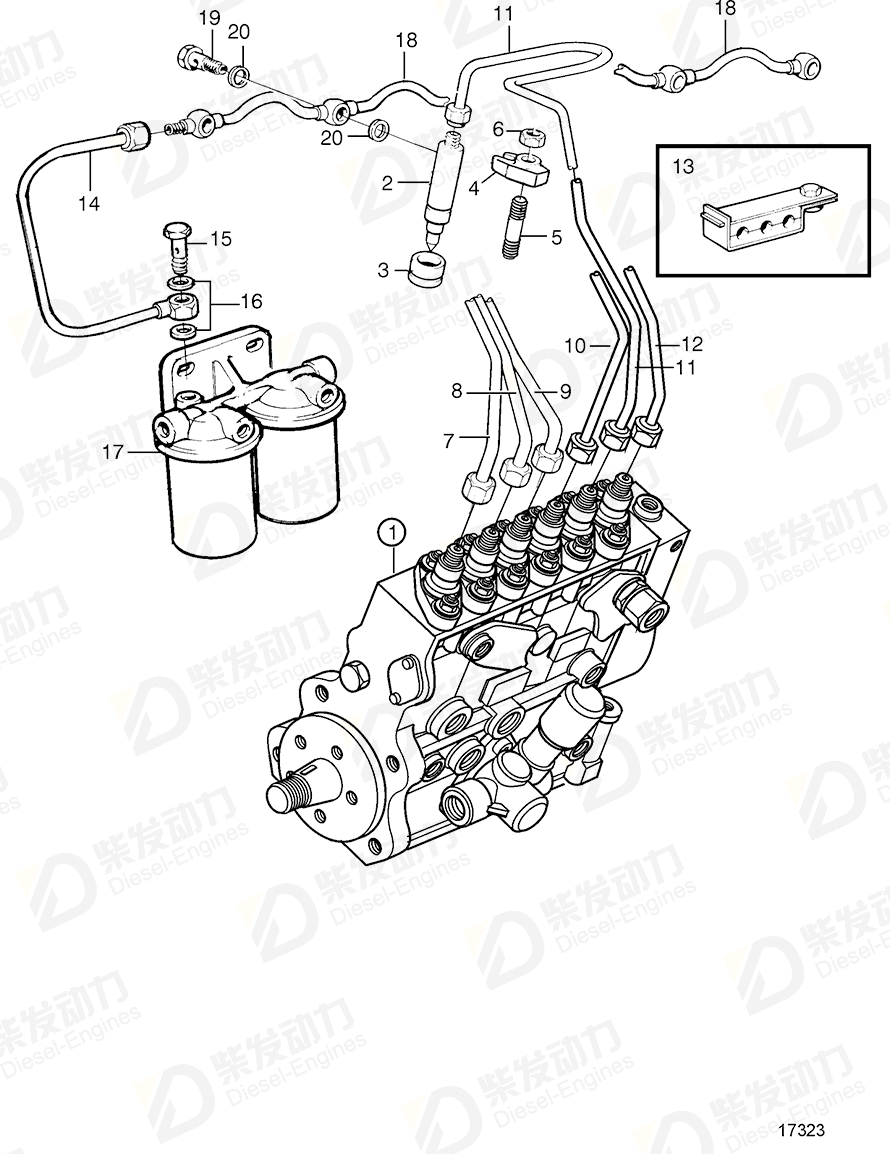 VOLVO Delivery pipe 3827984 Drawing